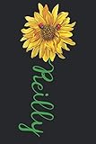  Reilly: A pretty and cute personalized floral sunflower and ladybug notebook gift idea for women and girls named Reilly with the name on the cover.