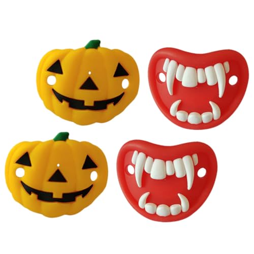 VANZACK Chupetes para Niño de Halloween Set de 4 Diseño Vampiro Ergonómicos Colores Intensos Reutilizables Aptos para Niños y Niñas Perfectos para Baby Shower