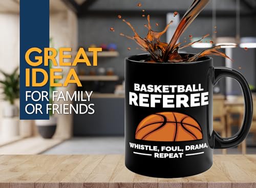 Taza de cerámica para árbitro de baloncesto 11oz negra miniatura 2