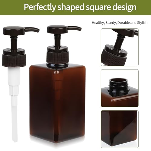 3 Pcs 450ml Pump Bottle Dispenser, Reusable Empty green Plastic Lotion Soap Dispenser Pump Bottles, Refillable Square Dispenser Bottle for Essential Oil Soap Lotion Shampoo Bathroom Kitchen Travel - Cosy Home Interiors 3 Pcs 450ml Pump Bottle Dispenser, Reusable Empty green Plastic Lotion Soap Dispenser Pump Bottles, Refillable Square Dispenser Bottle for Essential Oil Soap Lotion Shampoo Bathroom Kitchen Travel - Image 4