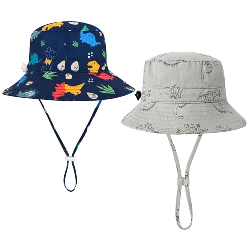 Image of Baby Sun Hat Dinosaur UPF 50+ Beach Toddler Bucket Hat for Baby Boys, Toddler Kids Wide Brim Sun Hats Cap