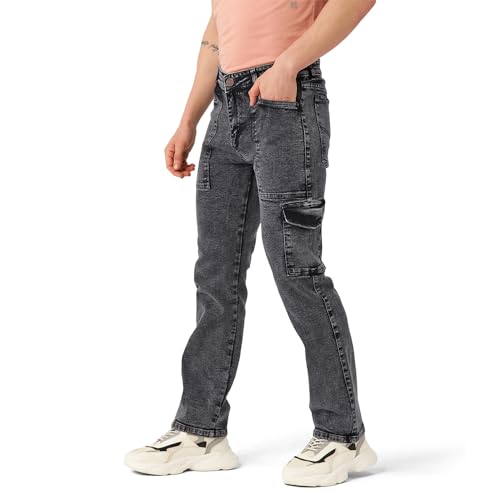 Image of PARIS HAMILTON Men Relaxed Fit Colorblocked Distressed Two Tone Stretchable Denim Jeans