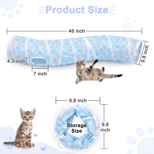 Image of Glittme S-Shape Cat Tunnel, Foldable Cat Tunnels for Indoor Cats
