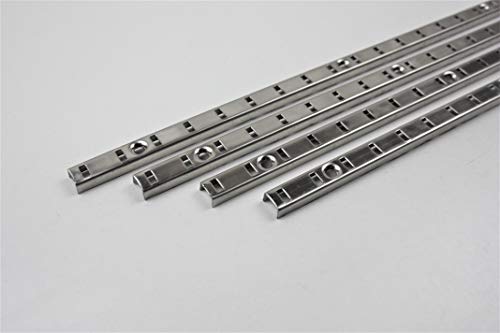 Preisvergleich Produktbild HKB ® 4 Stück Bodenträgerschiene Vari, 10mm, 1000 x 10mm, vernickelt, Fachbodenträger, Möbelbodenträger, Löffelbodenträger, ohne Schrauben, Hersteller Hettich, Artikel-Nr. 9080995-4
