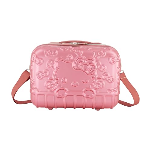 FUL Hello Kitty Train Case, Hardshell Luggage with Adjustable Shoulder Strap and Trolley Sleeve, Pink
