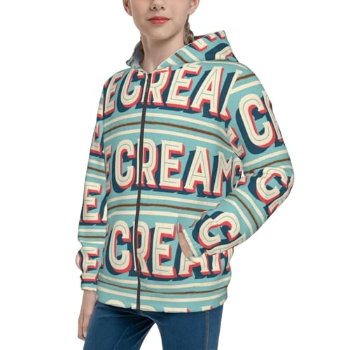 Ice Cream Kids Pullover Hoodies Boys Zip Up Sweatshirts Girls Athletic Clothes with Pocket