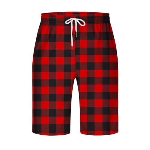 Muscularfit Mens Swimsuit Trunks 5 Inch Inseam Drawstring Elastic Waist Plaid Pajama Shorts Summer Fashion Bathing Suits 20242
