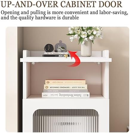 Space-Saving Wood Shelf with Wheels for Robot Vacuum, Two-Door Design - Optimal Organizer for Home & Office, Maximize Storage Efficiency, Stylish & Functional