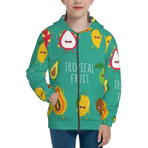 Tropical Fruit Kids Pullover Hoodies Boys Zip Up Sweatshirts Girls Athletic Clothes with Pocket3