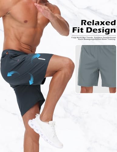 Kurze Jogginghose Herren Sommer Trainingshose Atmungsaktive Sport Shorts Leicht Laufshorts Schnell Trocknend Kurze Running Hose Mit Reißverschlusstasch Hose Männer – Bild 3