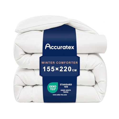 ACCURATEX Premium Bettdecke 155x220 cm, warme Winterdecke mit 450 GSM Flauschiger Daunen-Alternative Füllung, weich & atmungsaktiv, allergikerfreundlich (Oeko-TEX), mit Eckbändern, maschinenwaschbar