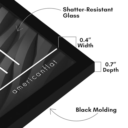 Americanflat 9x11 Picture Frame with Shatter-Resistant Glass - Streamline Collection - Thin Border Photo Frame for Tabletop and Wall Display - Hanging Hardware and Easel Stand Included - Black
