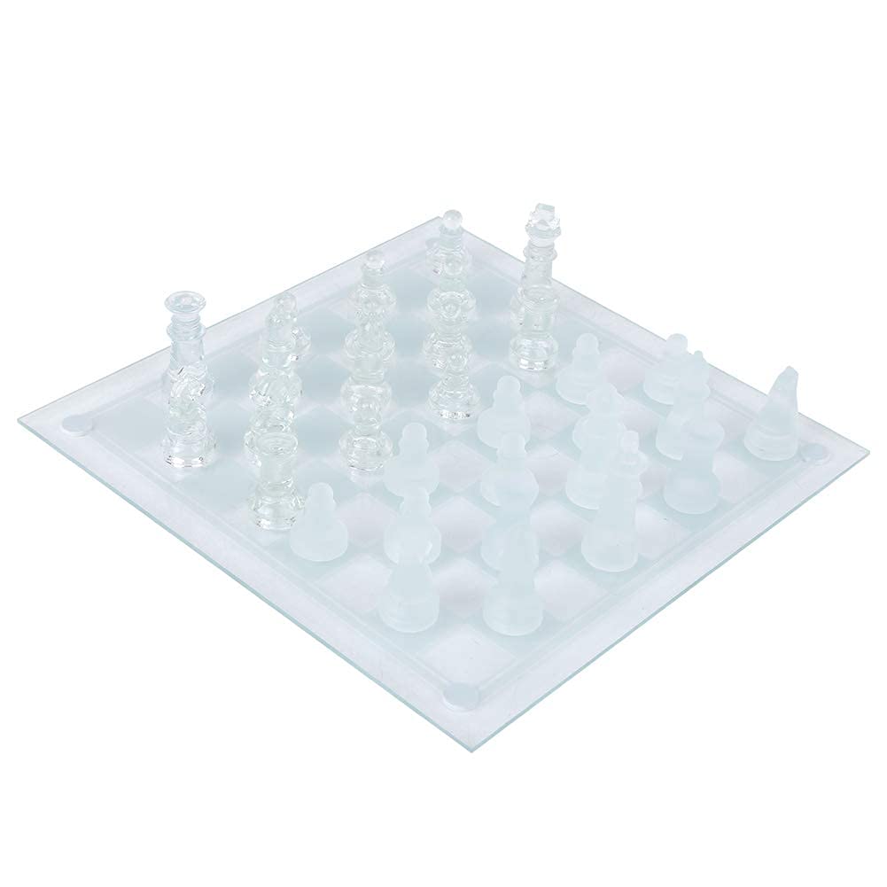 Tbest International Glass Crystal Chess Exquisit Chessman 32PCS Checkerboard 25x25 Cm Grossé école de Camping en Douceur en Douceur