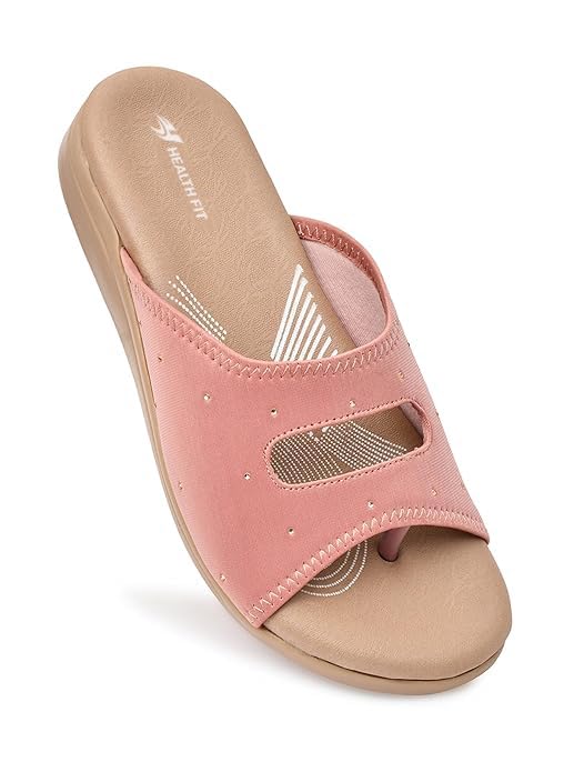 Image of HEALTH FIT EXTRA SOFT Women's Comfortable Memory Foam Doctor Slippers /Flip-Flops|Fashionable Casual & Stylish|Lightweight & Breathable|Outdoor Synthetic Casual Chappals Sandals Ladies & Girls HF25