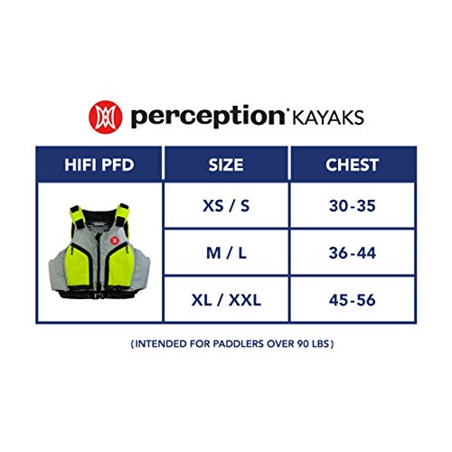 Perception Kayaks Hi-Fi Kayaking Life Jacket | Easy Access Zippered Pockets | Uscg Approved Pfd - Ul Type 3 | Paddle Sports Life Vest | Medium - Large, Green/Grey #TOP3