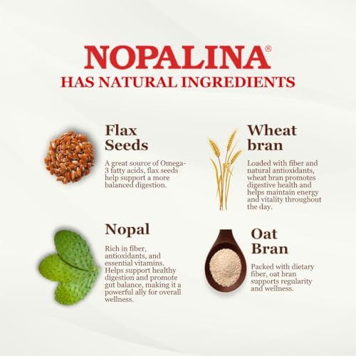 Image of Nopalina Fiber Formula | 120 Capsules | Flax Seed, Psyllium, Oat and Wheat Bran, Omega 3, 6 & 9 | Gut Health & Regularity | The Original
