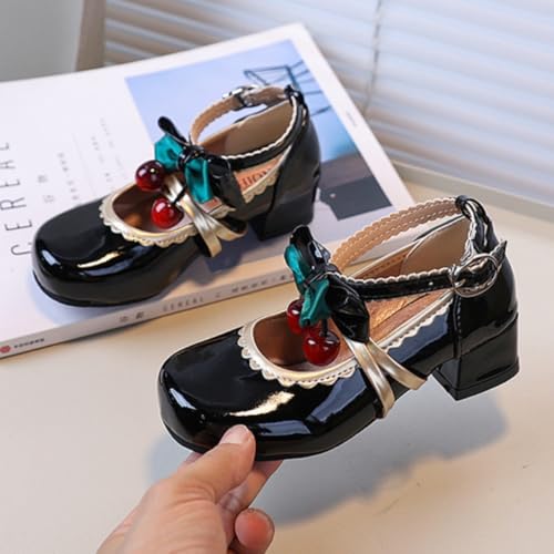 Girls Low Heels PU Leather Princess Dress Shoes Bowknot Lolita Mary Jane Pumps Wedding Party3