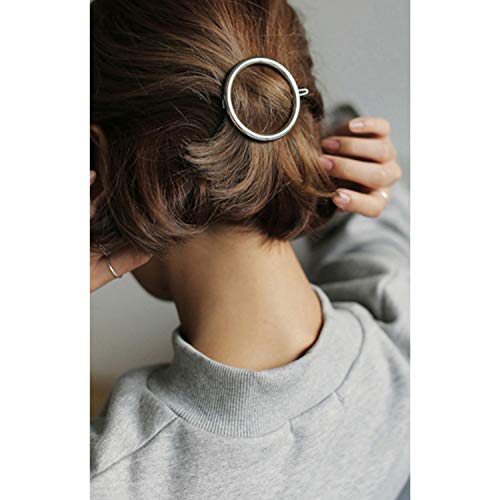 Oblique Unique® Metall Haarklammer 4,5 cm Rund 1 Stück für Damen Frauen Mädchen Haarspange in Gold oder Silber - Farbe wählbar (Silber)