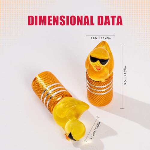 4Pcs Tire Valve Stem Cap Cover for Car SUV Truck, Valve Cover with Funny Duck Sunglasses, Decorative Tire Valve Caps Wheel Accessories (Yellow Sunglasses Duck)