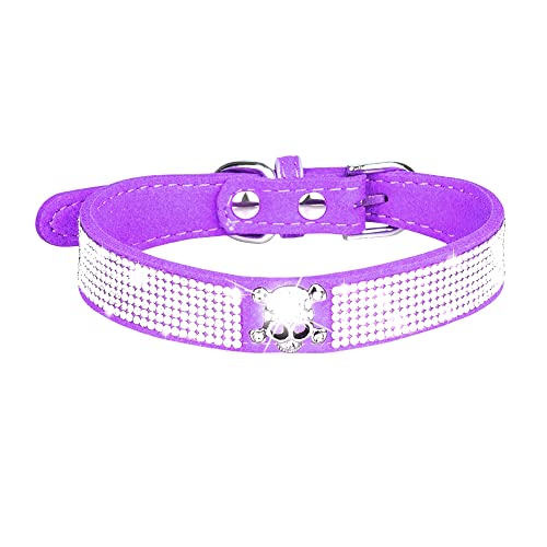 Collar de perro pequeño Serijoars morado con brillantes para cachorros talla L 2