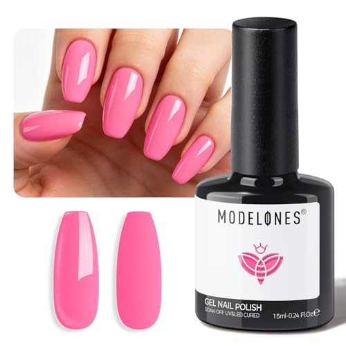 modelones Pink Gel Nail Polish, Bright Hot Pink Neon Neon Nail Polish
