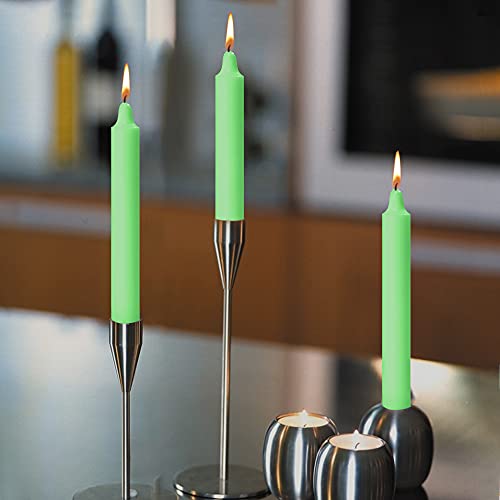 Image of AuraDecor Pack of 14 Stick Candles || Especially Meant for Healing, Chakras, Ritual Candles, Decoration, Lighting, Home Decor || Burning Time 3 to 4 Hours Each (Green)