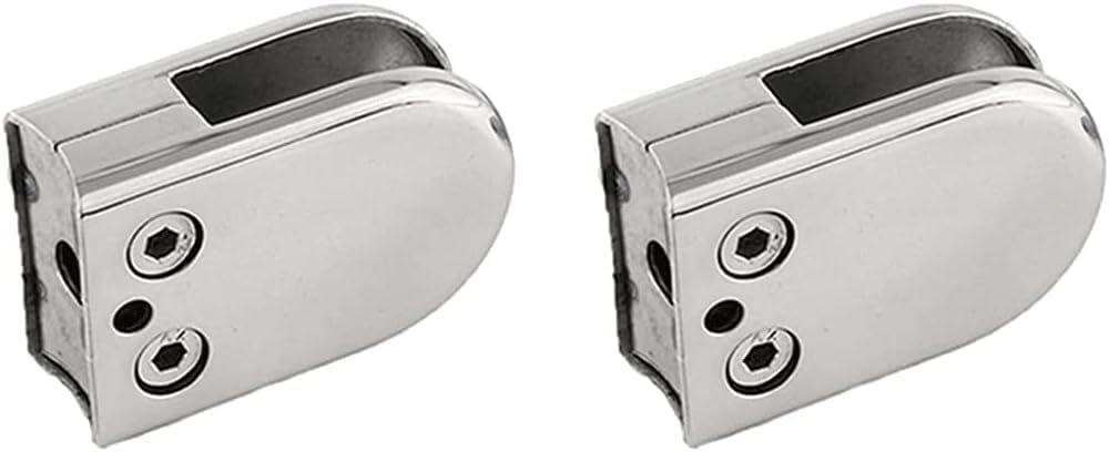 TIST 2pcs Glass Clamps Stainless Steel Round Glass Bracket Glass Clips for Stair Rails Glass Shelf Clamp Glass Floor Clamp