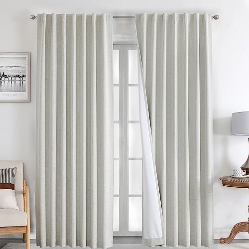 Joydeco Extra Wide Blackout Room Divider Curtain – 100" W X 90" L, 100% Linen Look, Thermal Insulating For Sliding Doors