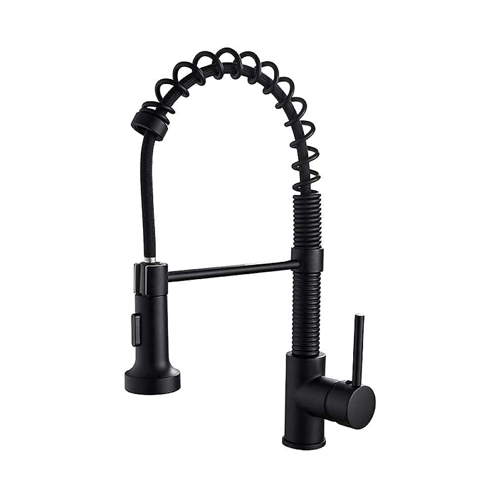 BHFPFZA ry Black Pull Down Kitchen Faucet - ng Pull Out Mixer Tap Total Brass Hot & Cold Water Modern Sink Faucet for Kitchen Upgrade