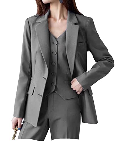 Women's Three Pieces Business Formal Fashion Office Blazer Vest Pant Suit Set
