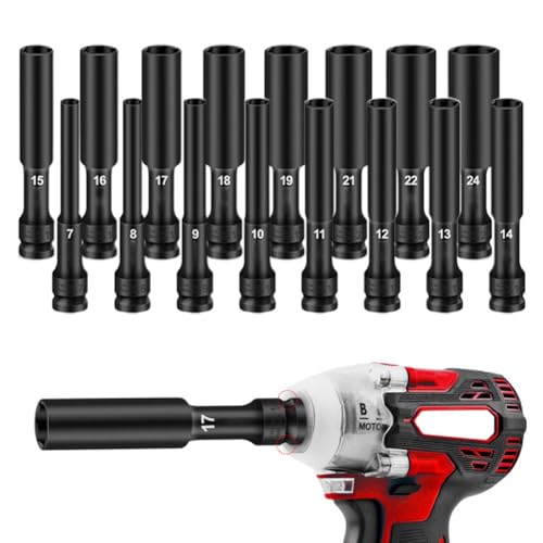 Adaptateur de douille hexagonale 1/2", convertisseur en acier au chrome vanadium, pour clé électrique et outils pneumatiques de réparation pneumatique, 8-24 mm