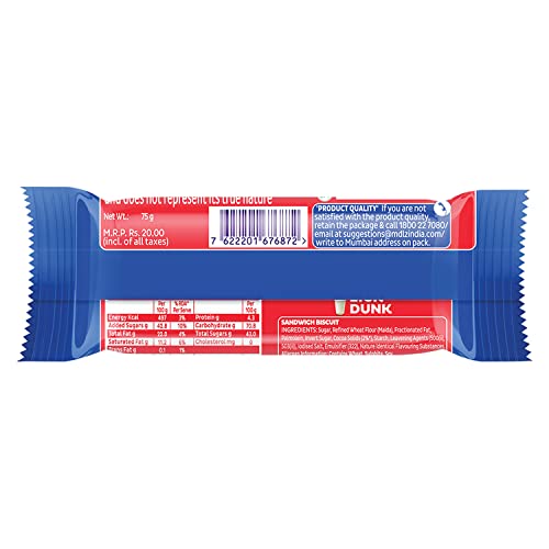 Image of Cadbury Refined Wheat Flour,Sugar,Edible Vegetable Fat, Cocoa Solids (2.3% X ),Invert Sugar ( 500(Ii),503(Ii)), Edible Salt,Emulsifier (322), Vanilla, 75 Gm Oreo Double Stuf Cream Biscuit, 75G