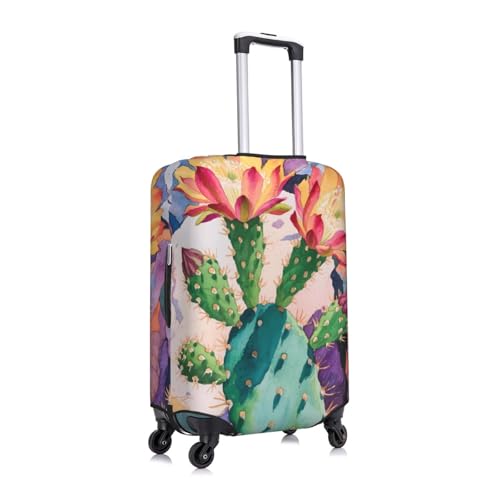 Watercolor Cactus Flowers Luggage Covers For Suitcase Elastic Suitcase Cover Protector Anti Scratch Covers For 25-28 Inch Luggages L3