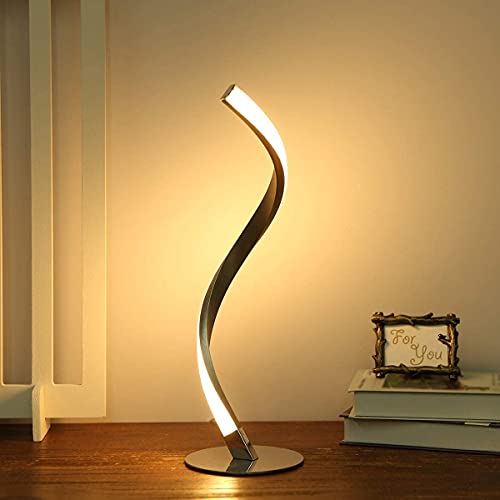 Modern Spiral Led Table Lamp, 10W Dimmale Touch Control Modern Desk Lamp, 3 Lighting Colors Stepless Dimming Bedside Lamp, Metal Nightstand Lamps For Bedroom, Living Room, Office #TOP6