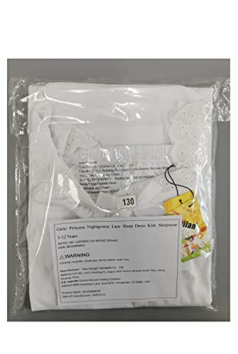 Girls' Princess Nightgowns Lace Sleep Dress Kids Sleepwear 3-12 Years White - Thumbnail 4