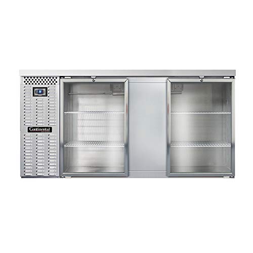 Continental Refrigerator BBC69-SS-GD Two Section Glass Door Refrigerated Back Bar Cooler, 69