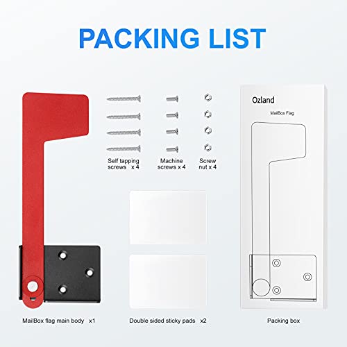 Ozland Professional Mailbox Flag, Galvanized Steel Mailbox Replacement Flag Kit, Upgrade Sinking-Fixed Design And Multiple Installation Methods, For Metal, Brick, Stone, Wood And All Other Surfaces #TOP3