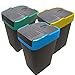 EUROXANTY Pack 3 papeleras de Reciclaje | Papelera Reciclaje Colores | Tapa basculante | PVC rígido | Diseño Rectangular | 25 x 32 x 45 35L