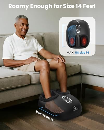 Image of COMFIER 4-in-1 FSA Eligible HSA Shiatsu Foot Massager with Heat, Compression & Vibration, Smoth Warmth for 3 Levels, Toe Touch Control, Large Size Fits Up to 14, Gifts for Mom Dad, Home Office