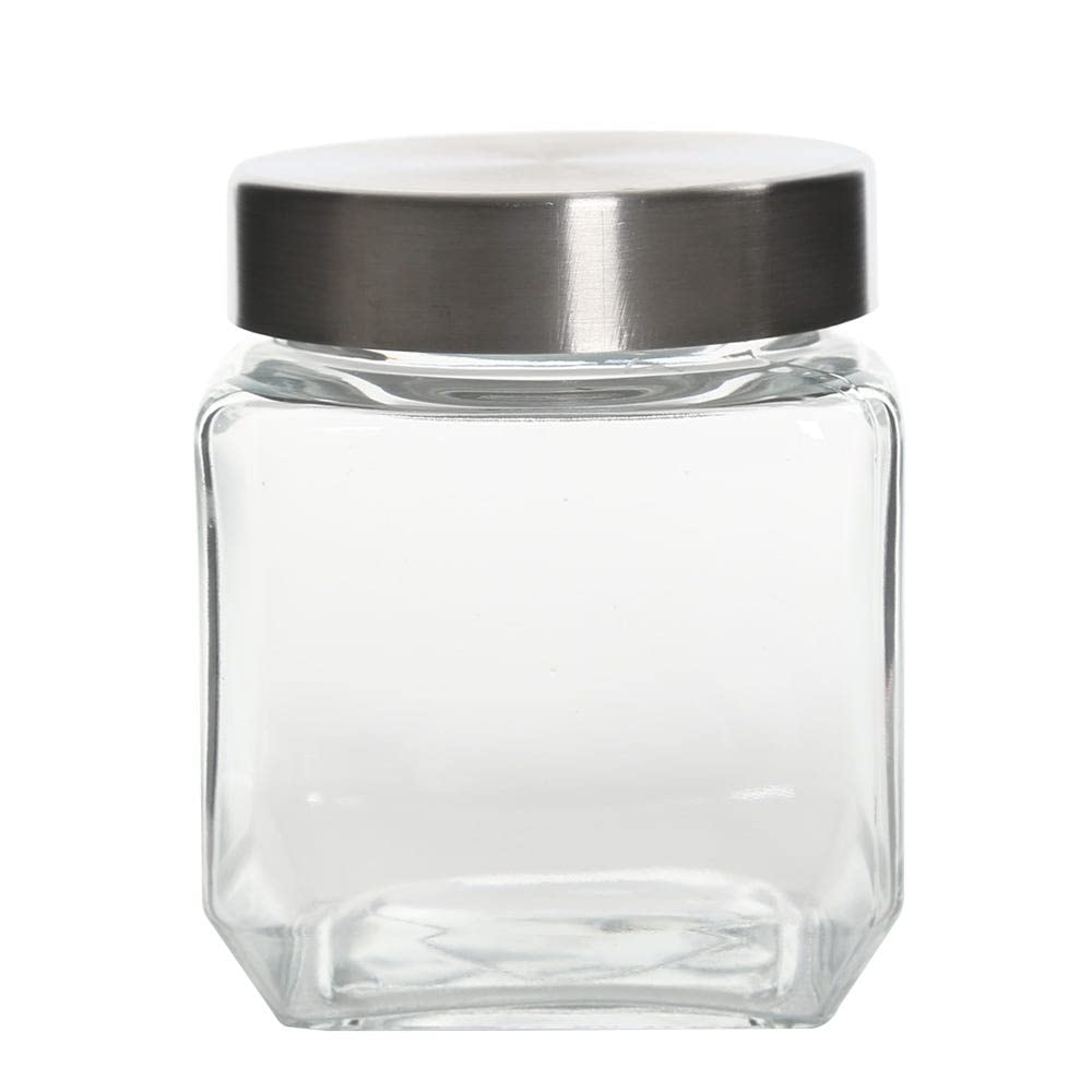 Homes R Us Clear Canister, Small Height: 10.5Cm Length: 9Cm Width: 9Cm Clear