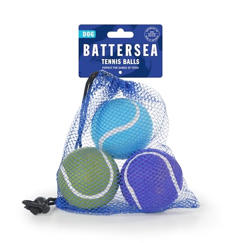 Rosewood Battersea Tennis Balls Dog Toys 3PCS Blue & Green 6.5cm x 6.5cm - Durable Engaging and Fun Balls for Fetch & Play with All Dog Breeds