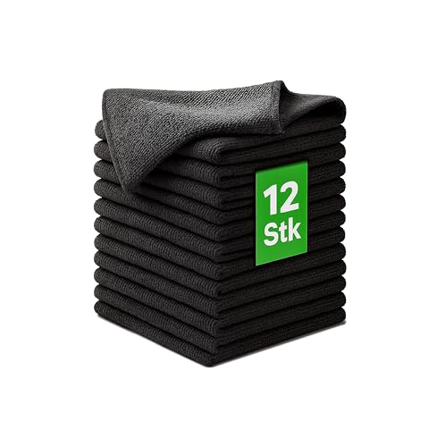 Kemes Putzlappen Mikrofasertücher Putztücher Set 12er Pack zur trockenen und feuchten Anwendung - Microfaser Küchentuch Poliertuch Reinigungstuch (12)