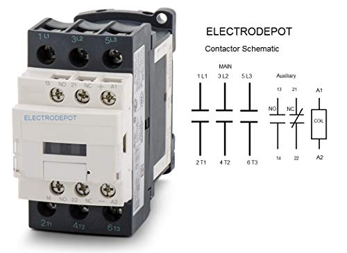 Contactor de 3 polos 30 Amp con bobina 120V, control de motor 32Amp AC3, iluminación 50Amp AC1, 600V, contacto auxiliar NO NC miniatura 2