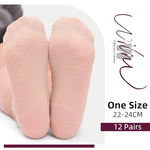 Image of WiliW Women's Ankle High Sheer Thin Nylon Socks, 12 Pairs | Reinforced Bottom, Reinforced Toe
