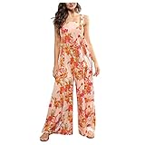 Fonction de combinaison: Cette joueur féminine a un design unique: les bretelles florales de la mode. Le style élégant à la mode et la conception des jambes larges vous rend plus élégant et chic pendant la plupart des occasions.