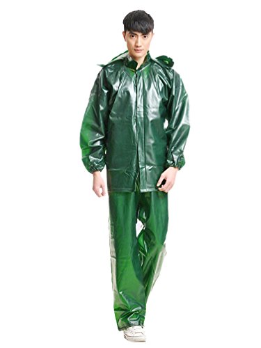 Yiiquan 2pcs Unisex Erwachsene Waterproof Rain Suit Verdickung Outdoor Fahrrad Regenanzug Jacke + Hose (Grün, One Size)