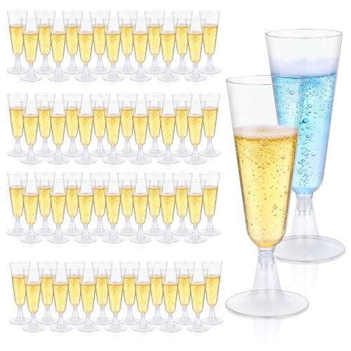 ALEXPRE Sektgläser Plastik 100 Stück Kunststoff 150ml Transparent Cocktail-Sektgläser Champagner Gläser Mehrweg Weingläser für Partys Hochzeiten Geburtstage Picknick