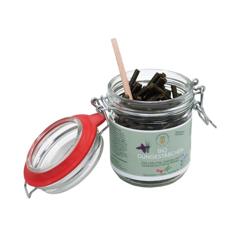 Bio-Düngestäbchen für Kräuter und Gemüse in Töpfen - im verschließbaren Glas, rein pflanzlich, HOMEFARMING JUDITH RAKERS