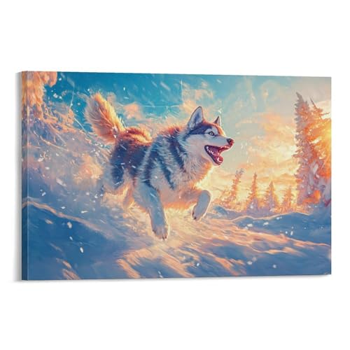 Husky sibérien tableau pour habiller un mur vide décoration rapide chambre et salon
