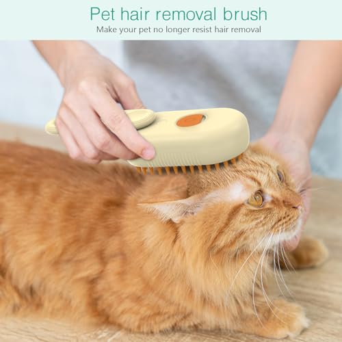 Image of ORIA Cat Steam Brush, 3 in 1 Pet Spray Comb, Self Cleaning Steam Dog Cat Brush, Rechargeable Silicone Grooming Tool with Concealed Handle for Shedding, Hair Removal, Pet Massage